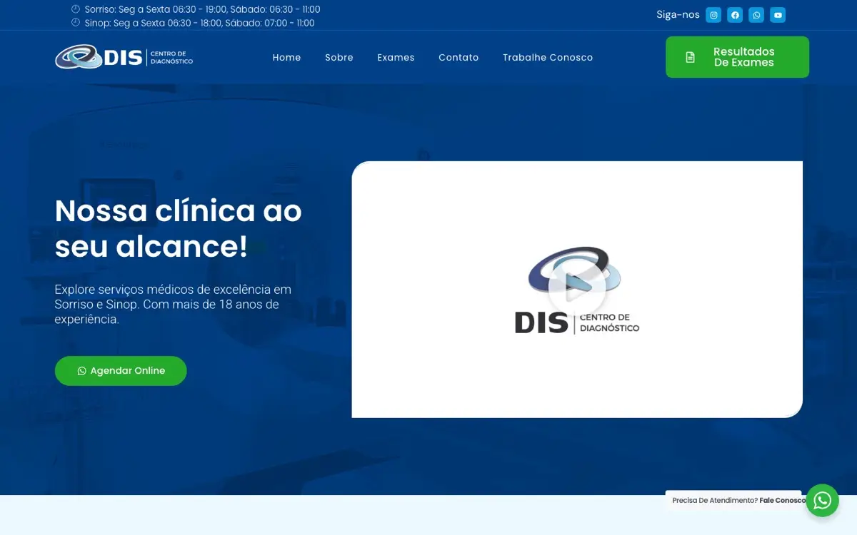 Site da Clínica DIS — Centro de Diagnóstico